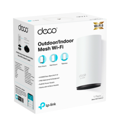 SISTEMA DE EXTENSIÓN WIFI 6 INALAMBRICO MESH AX3000 TP-LINK DECO X50-OUTDOOR DOBLE BANDA MU-MIMO, GIGABIT, NO INCLUYE PoE